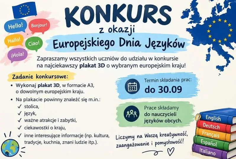 Europejski Dzień Języków w szkole – quizy, kawiarenka i konkurs na plakat 3D