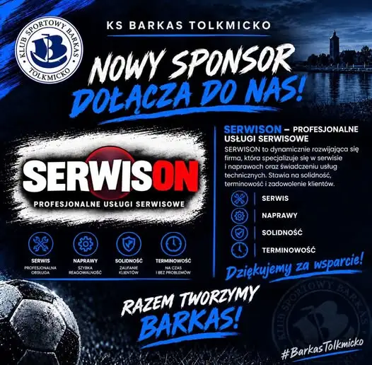 SERWISON nowym sponsorem KS Barkas Tolkmicko