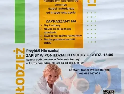 Treningi judo dla dzieci i młodzieży w Zwierznie – zapisy w poniedziałki i środy