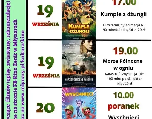 Filmowy weekend w Kinie Zenit w Młynarach – 19 i 20 września