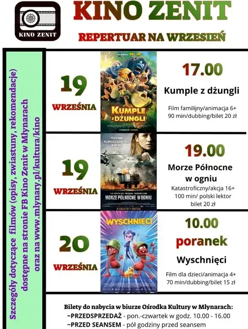 Filmowy weekend w Kinie Zenit w Młynarach – 19 i 20 września