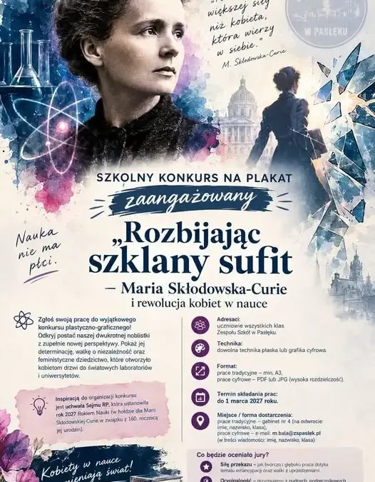 Konkurs plastyczny w Pasłęku: Maria Skłodowska-Curie ikoną emancypacji