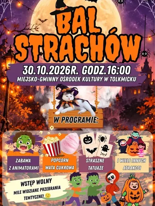 Bal Strachów w Tolkmicku — upiorna zabawa dla dzieci już 30 października