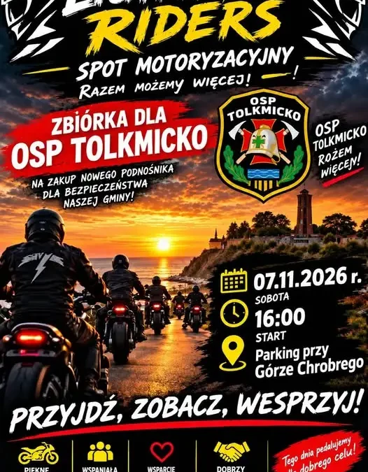 Tolkmicko: motocykliści z Lightning Riders wspierają zbiórkę na nowy podnośnik dla OSP