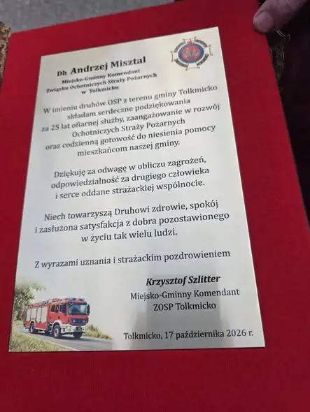 Druh Andrzej Misztal z OSP Tolkmicko odznaczony Medalem im. Bolesława Chomicza