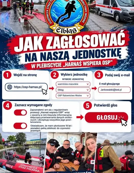 Elbląska OSP Ratownictwo Wodne walczy o wsparcie w plebiscycie Harnaś