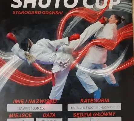Dawid z klasy 3b ze srebrnym medalem na SHUTO CUP w Starogardzie Gdańskim